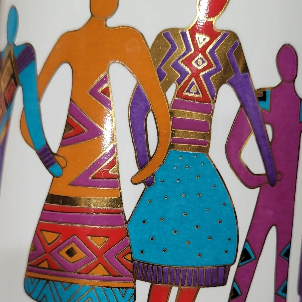 Laurel Burch Vintage 1992 The Art of Human Being 18K Gold Set Of 2 Mugs